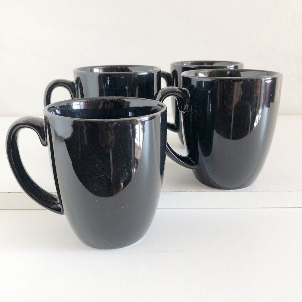 Vintage 90s Black Ceramic Coffee Mugs